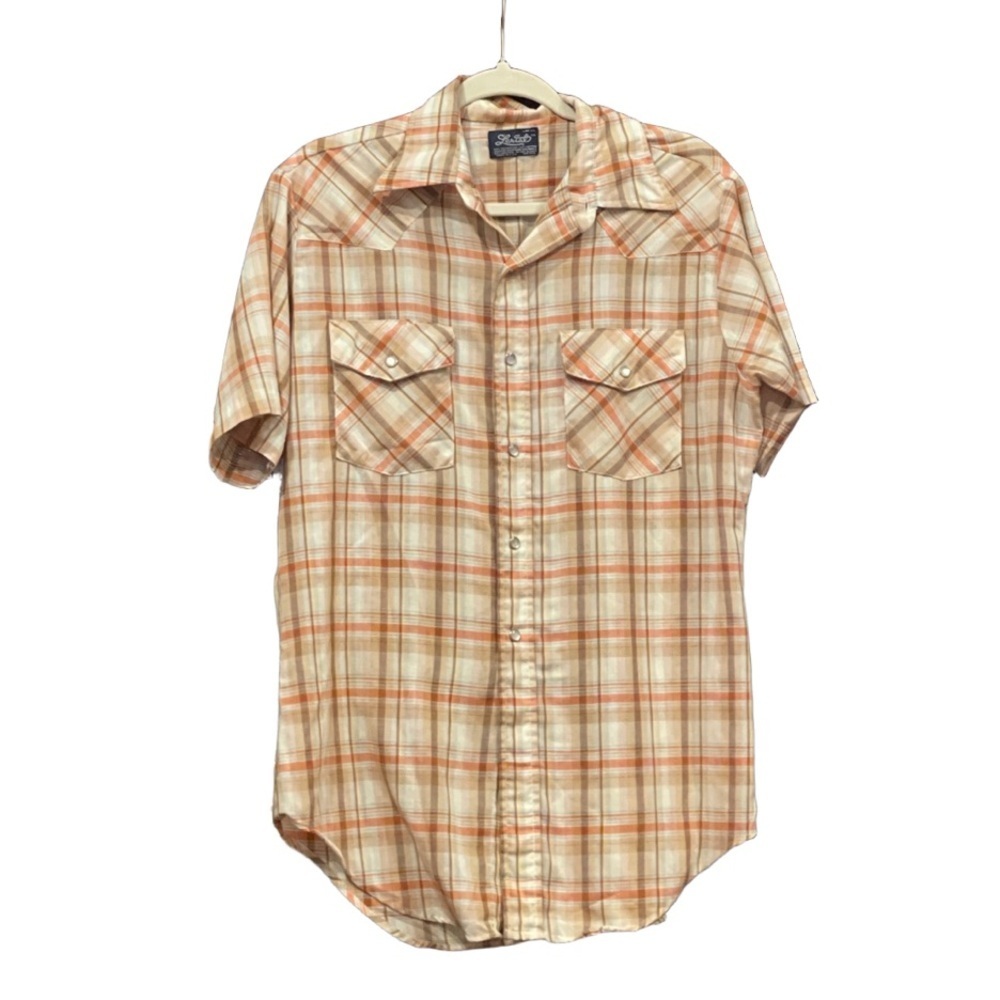 Vintage Lariat Western pearl snap plaid short sleeve shirt. Size M E5